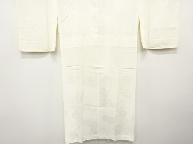 未使用品　流水に菊模様織り出し　単衣長襦袢